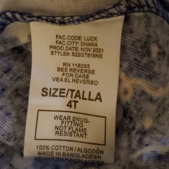 NWT NASA Girls' 3-Piece Cotton Pajama Set Galaxy Print | Navy | Toddler Size 4T - Picture 6 of 8